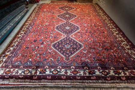 Hand-Knotted Shiraz Rug From Iran (Persian)