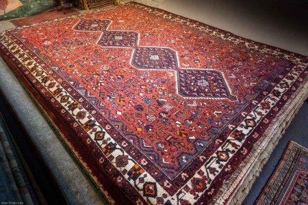 Hand-Knotted Shiraz Rug From Iran (Persian)