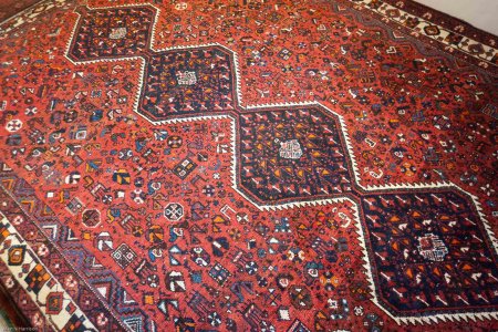 Hand-Knotted Shiraz Rug From Iran (Persian)