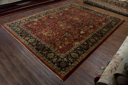 Hand-Knotted Mashad Palace Rug From India