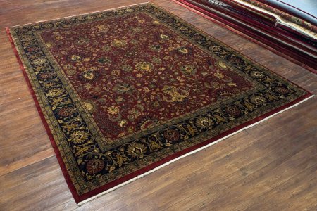 Hand-Knotted Mashad Palace Rug From India