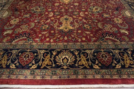 Hand-Knotted Mashad Palace Rug From India