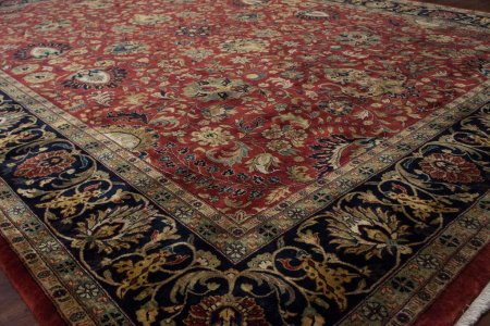 Hand-Knotted Mashad Palace Rug From India