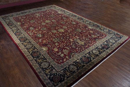 Hand-Knotted Mashad Palace Rug From India