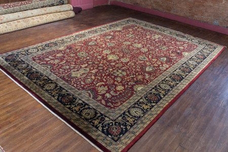 Hand-Knotted Mashad Palace Rug From India