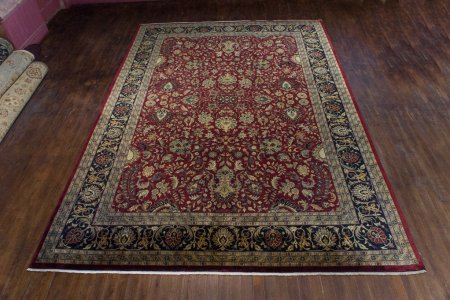 Hand-Knotted Mashad Palace Rug From India