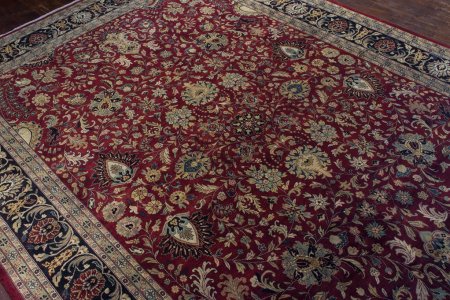 Hand-Knotted Mashad Palace Rug From India