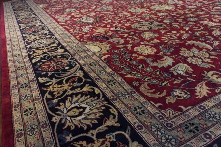 Hand-Knotted Mashad Palace Rug From India