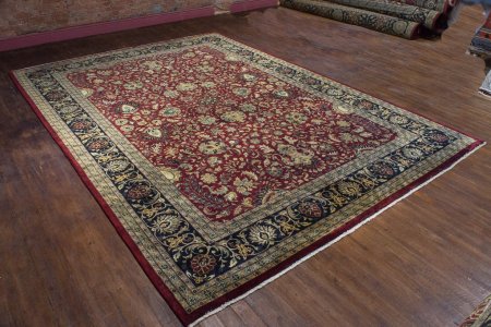 Hand-Knotted Mashad Palace Rug From India