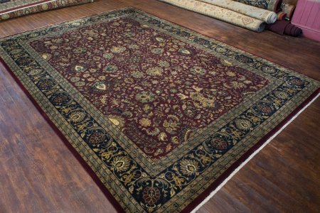 Hand-Knotted Mashad Palace Rug From India