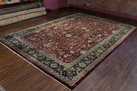 Hand-Knotted Mashad Palace Rug From India