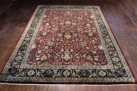 Hand-Knotted Mashad Palace Rug From India