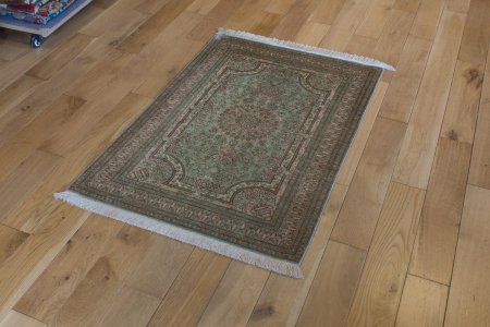 Hand-Knotted Qum Silk Rug From Iran (Persian)