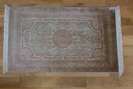 Hand-Knotted Qum Silk Rug From Iran (Persian)