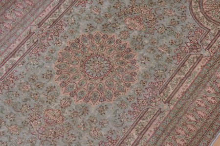Hand-Knotted Qum Silk Rug From Iran (Persian)