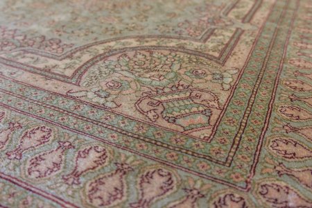 Hand-Knotted Qum Silk Rug From Iran (Persian)