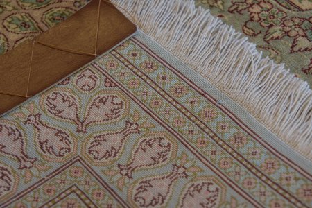 Hand-Knotted Qum Silk Rug From Iran (Persian)