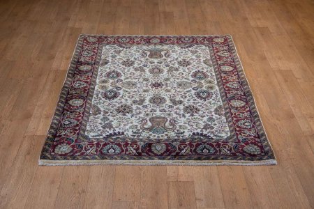 Hand-Knotted Mashad Palace Rug From India