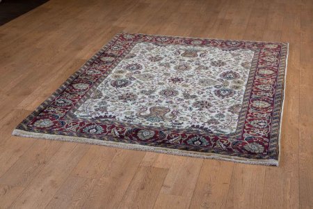 Hand-Knotted Mashad Palace Rug From India