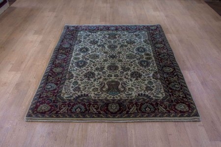 Hand-Knotted Mashad Palace Rug From India