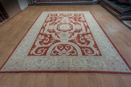 Hand-Knotted Ziegler Rug From Afghanistan