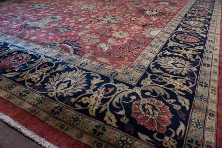 Hand-Knotted Mashad Palace Rug From India