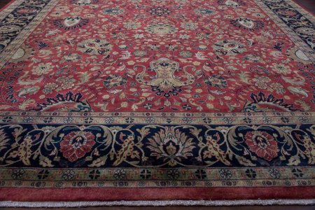 Hand-Knotted Mashad Palace Rug From India