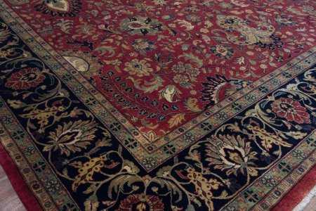 Hand-Knotted Mashad Palace Rug From India