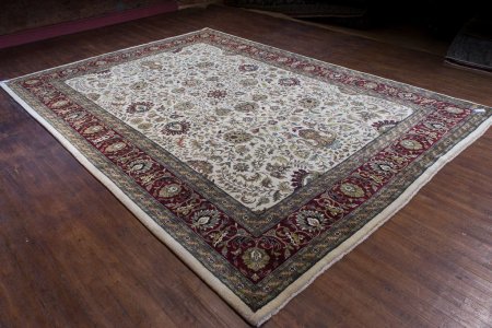 Hand-Knotted Mashad Palace Rug From India