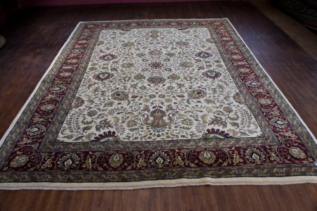 Hand-Knotted Mashad Palace Rug From India