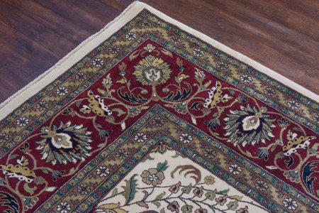 Hand-Knotted Mashad Palace Rug From India