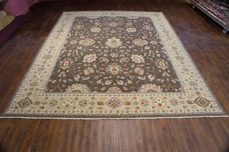 Hand-Knotted Agra Ziegler Rug From India