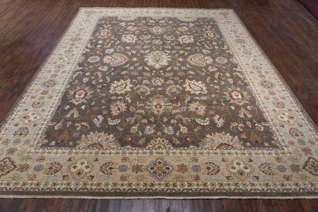 Hand-Knotted Agra Ziegler Rug From India