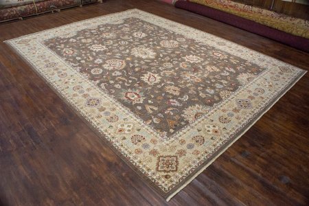 Hand-Knotted Agra Ziegler Rug From India