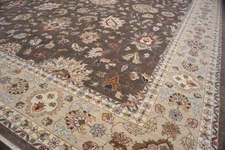 Hand-Knotted Agra Ziegler Rug From India