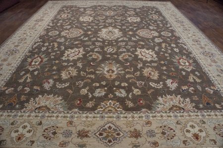 Hand-Knotted Agra Ziegler Rug From India