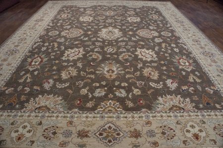 Hand-Knotted Agra Ziegler Rug From India