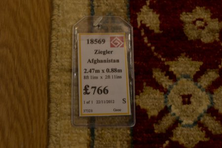Hand-Knotted Ziegler Runner From Afghanistan