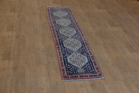 Hand-Knotted Senneh Runner From Iran (Persian)