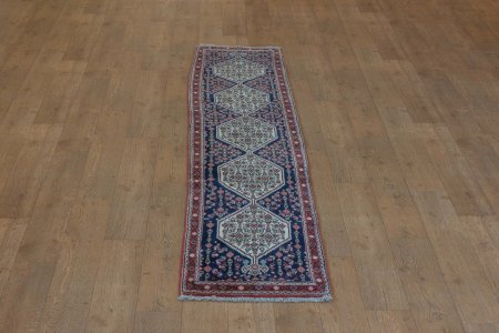 Hand-Knotted Senneh Runner From Iran (Persian)