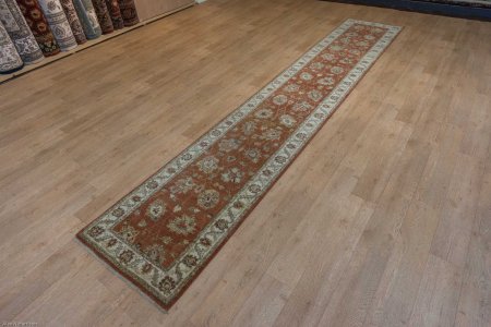 Hand-Knotted Agra Ziegler Runner From India