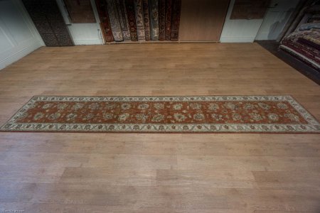 Hand-Knotted Agra Ziegler Runner From India