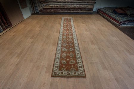 Hand-Knotted Agra Ziegler Runner From India