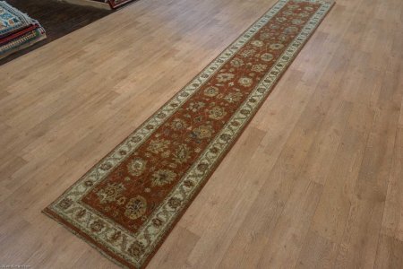 Hand-Knotted Agra Ziegler Runner From India