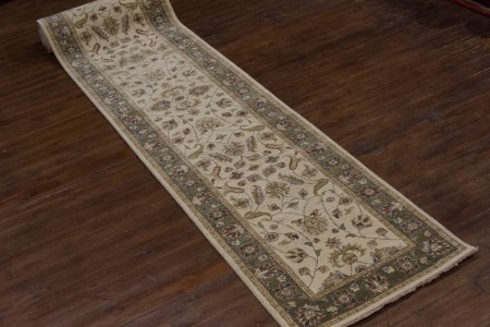 Hand-Knotted Agra Ziegler Runner From India
