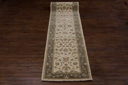 Hand-Knotted Agra Ziegler Runner From India