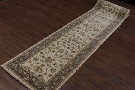 Hand-Knotted Agra Ziegler Runner From India