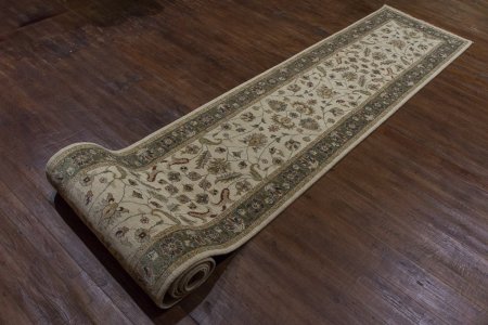 Hand-Knotted Agra Ziegler Runner From India