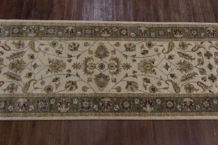 Hand-Knotted Agra Ziegler Runner From India