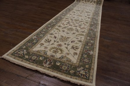 Hand-Knotted Agra Ziegler Runner From India